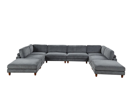 Dagenham Contemporary Modular Sectional Sofa - Corduroy Velvet with Adjustable Back Support - fm6800gy-b-wb-4