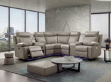 Complete living room setup with FOAK leather motion sectional