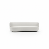 Simone Curved Sofa & Swivel Accent Chair in White Faux Sheepskin