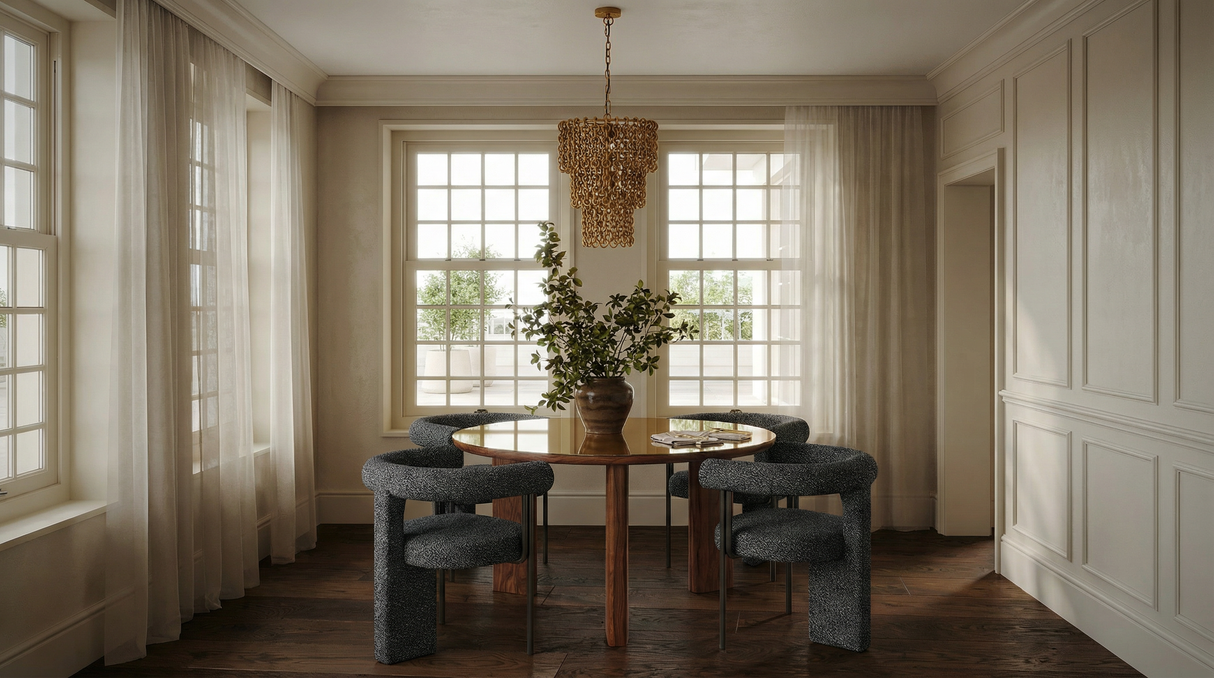 Oani 51" Walnut and Glass Round Dining Table