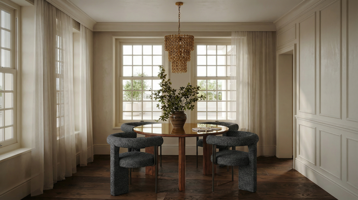 Oani 51" Walnut and Glass Round Dining Table