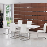 White Lacquer Rectangle Dining Table in Silver & 2 Chairs