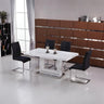 White Lacquer Rectangle Dining Table in Silver & 2 Chairs