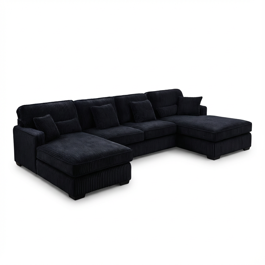 Fancy Sectional in Corduroy Fabric