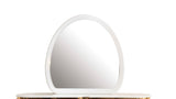 Contemporary nightstand with white lacquer finish and gold-plated metal base.