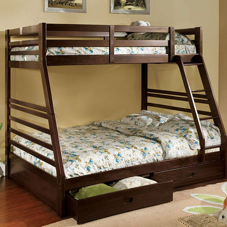 California III Twin over Full Bunk Bed with 2 Drawers - Transitional Solid Wood in 5 Finishes - image_239