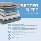 14 Inch Hybrid Copper-Gel Memory Foam Plush Mattress - Cooling