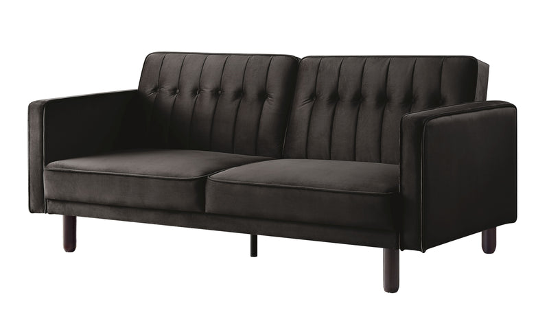 Qinven Adjustable Sleeper Sofa - Button-Tufted Back in Dark Brown Velvet