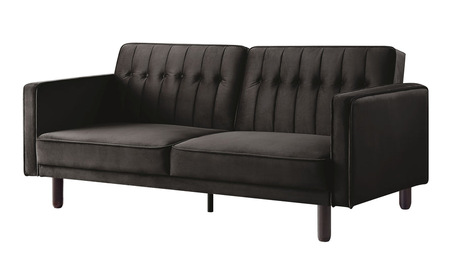 Qinven Adjustable Sleeper Sofa - Button-Tufted Back in Dark Brown Velvet