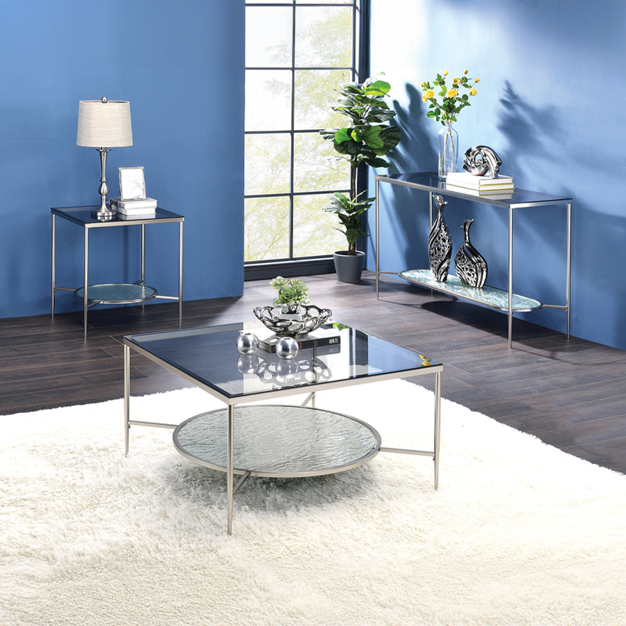 Adelrik Contemporary Glass Occasional Tables - Smoky Tempered Glass & Chrome Coffee, End & Sofa Tables