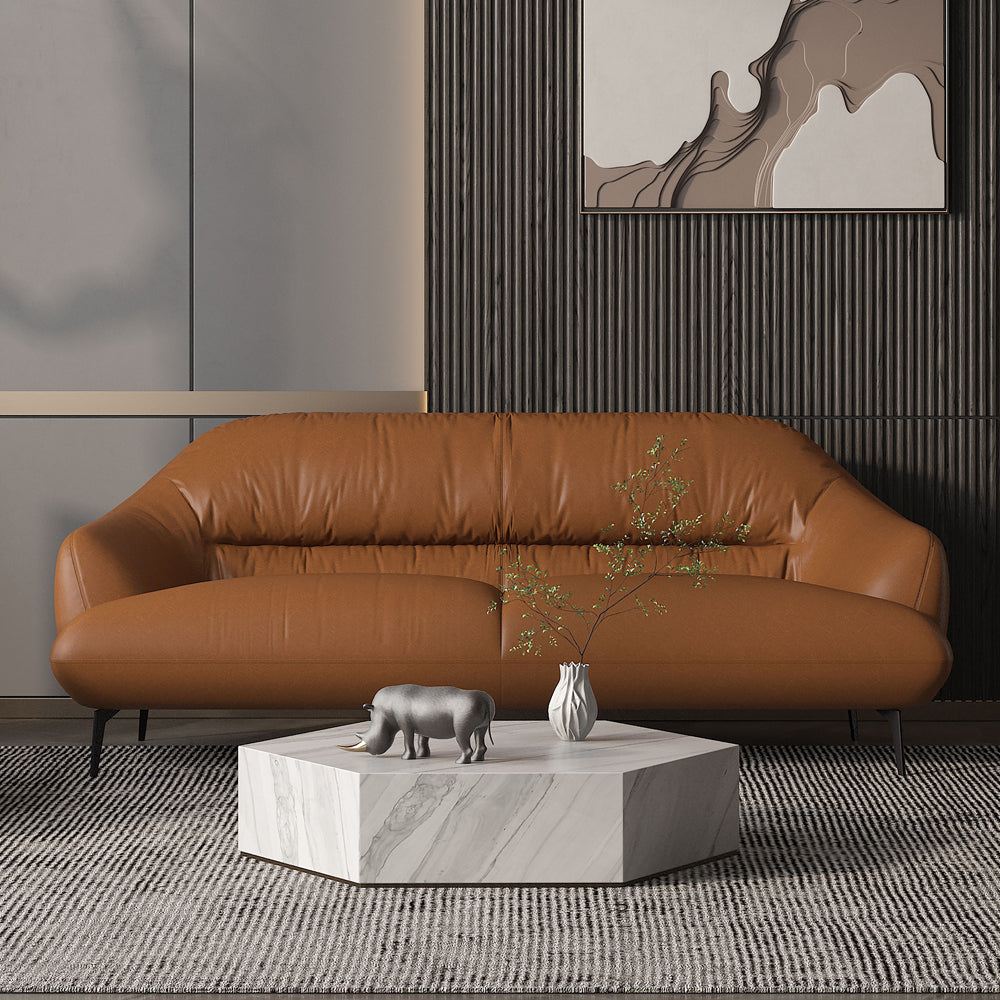 Leonia Italian Top Grain Leather Sofa, Loveseat & Chair