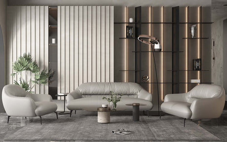 Leonia Italian Top Grain Leather Sofa, Loveseat & Chair