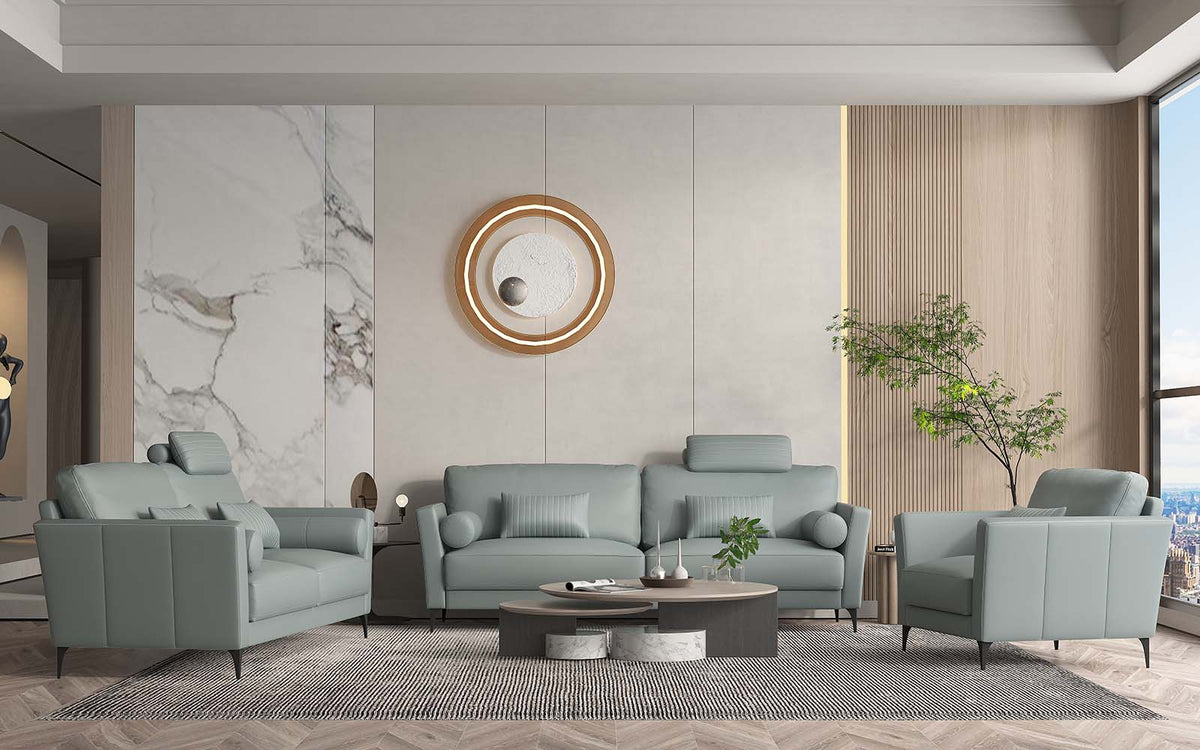 Tussio Italian Leather Sofa, Loveseat & Chair