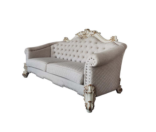 Vendome II Living Room Collection - Button Tufted Sofa, Loveseat, Chair & Scrolled Tables in Antique Pearl, Gold Patina or Cherry