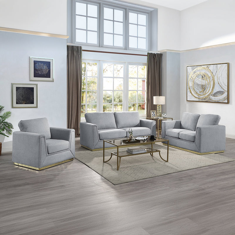 Valin Contemporary Sofa & Chair - Pocket Coil Seating & Metal Base in Gray Linen