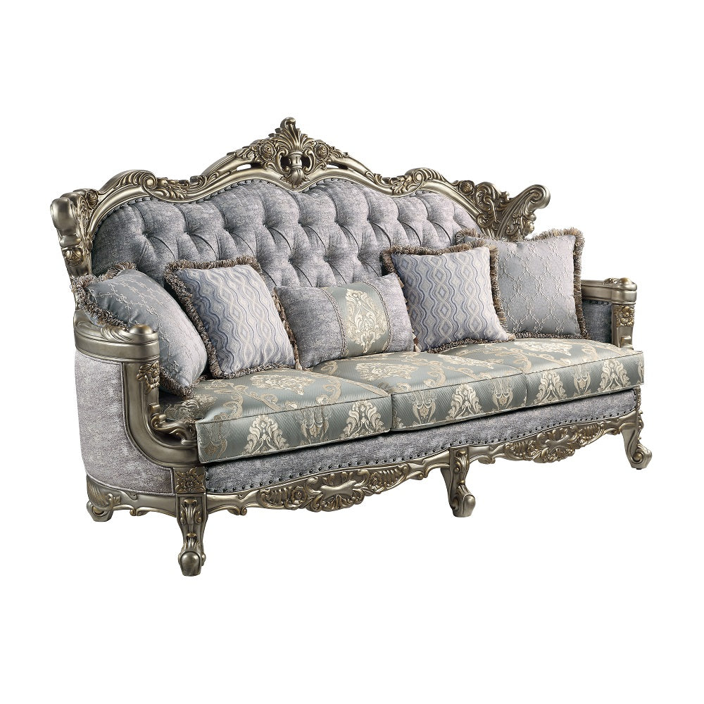 Miliani Button-Tufted Sofa, Loveseat & Marble Sofa Table