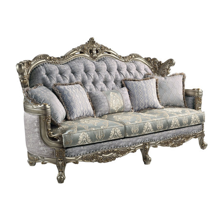 Miliani Button-Tufted Sofa, Loveseat & Marble Sofa Table