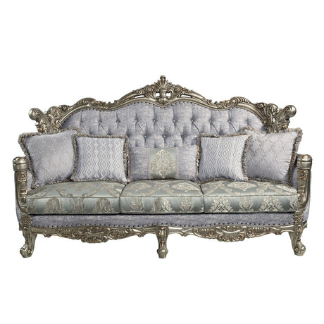 Miliani Button-Tufted Sofa, Loveseat & Marble Sofa Table