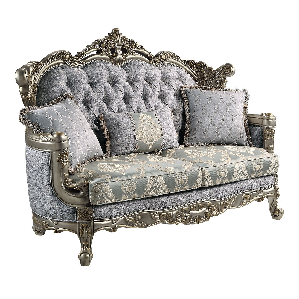 Miliani Button-Tufted Sofa, Loveseat & Marble Sofa Table