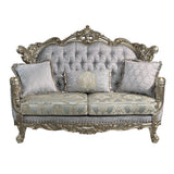 Miliani Button-Tufted Sofa, Loveseat & Marble Sofa Table