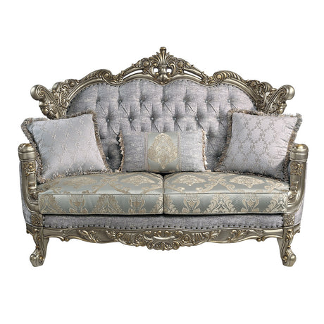 Miliani Button-Tufted Sofa, Loveseat & Marble Sofa Table