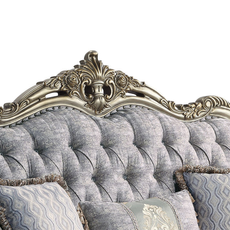 Miliani Button-Tufted Sofa, Loveseat & Marble Sofa Table