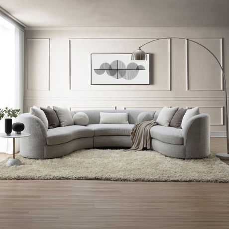 Ivria Curved Sectional Sofa with 9 Pillows
