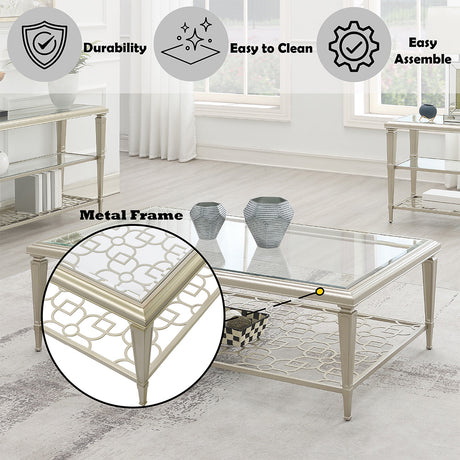 Zaba Glass Top Occasional Tables & TV Stand