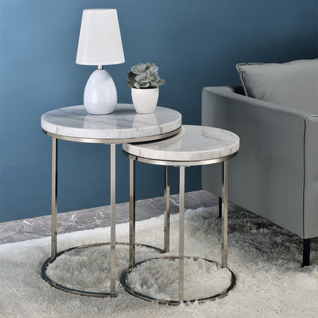 Zaidee Natural Marble Top Round Coffee & Nesting Tables