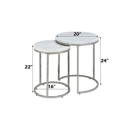 Zaidee Natural Marble Top Round Coffee & Nesting Tables