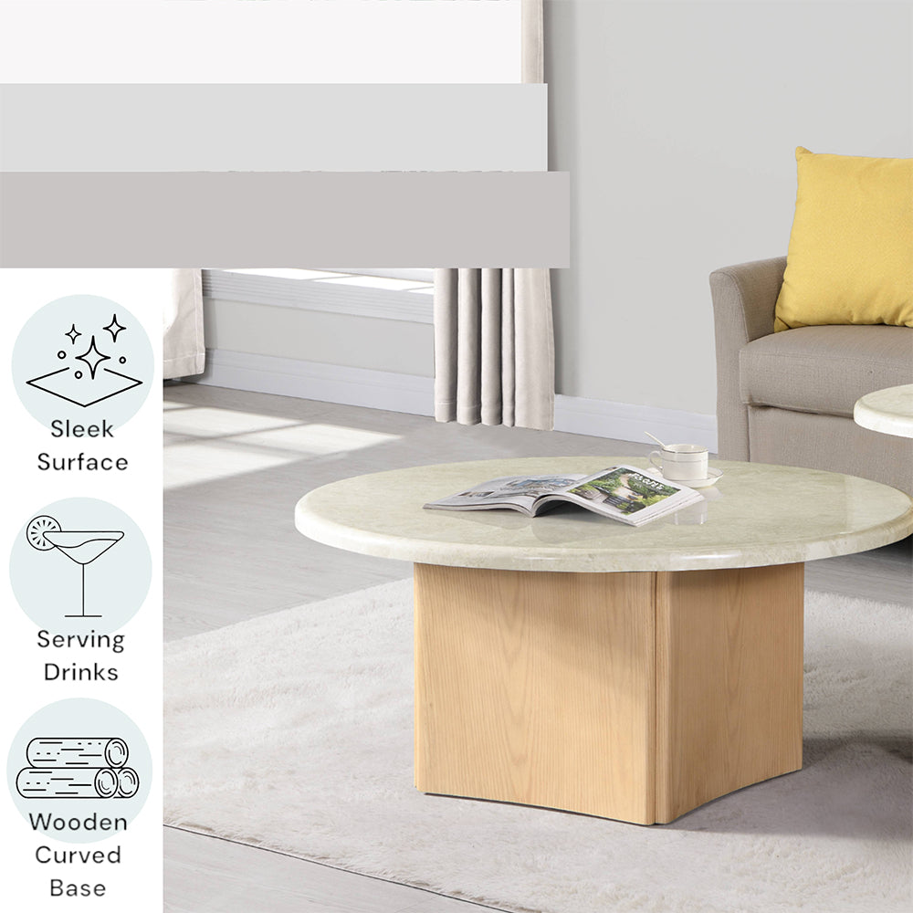 Qwin Round Marble-Top Coffee & End Tables