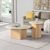 Qwin Round Marble-Top Coffee & End Tables