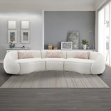 Sahara Curved Boucle Sectional & Round Ottoman