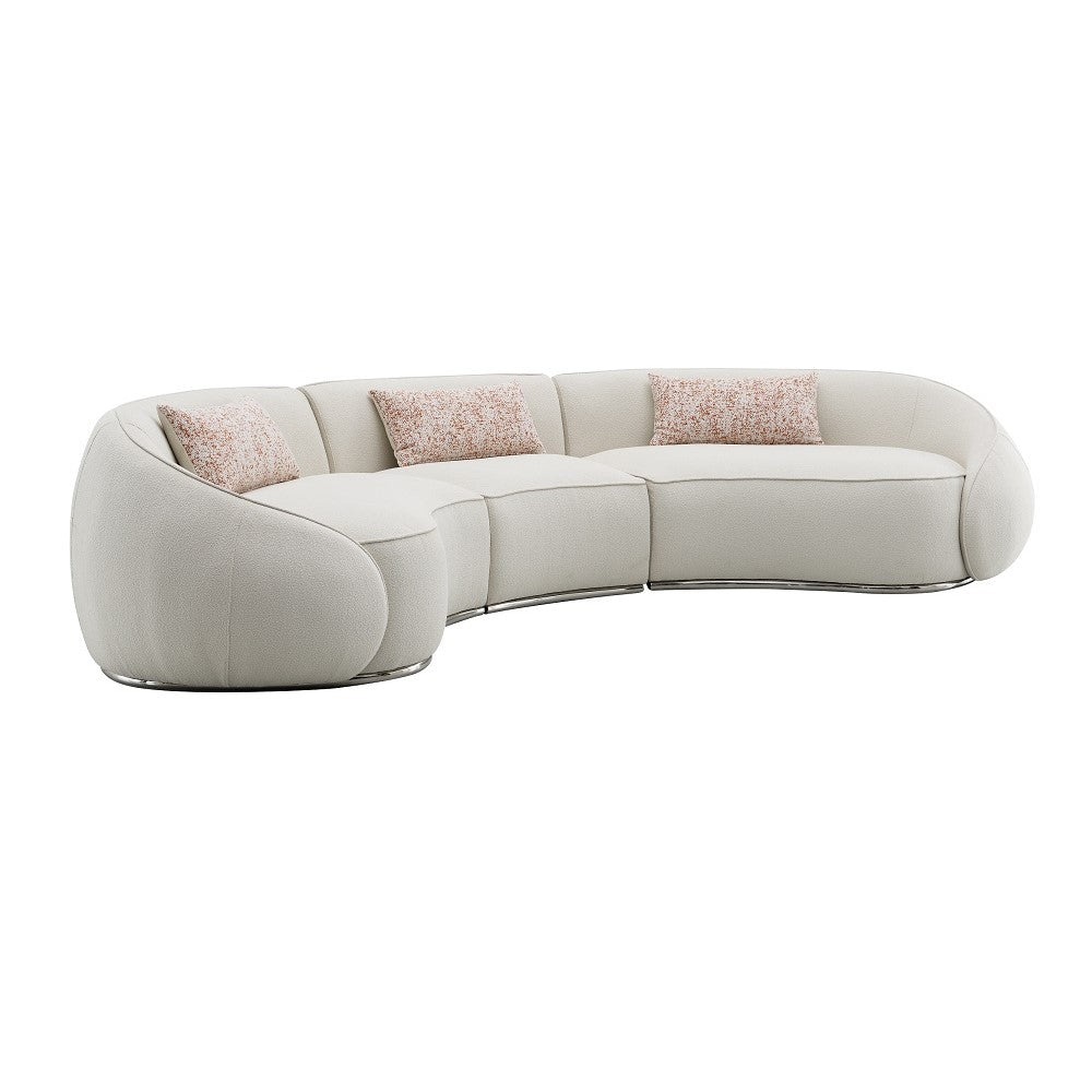 Sahara Curved Boucle Sectional & Round Ottoman