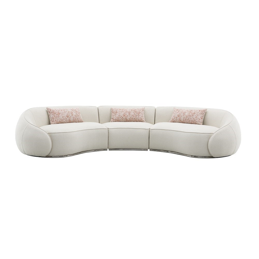 Sahara Curved Boucle Sectional & Round Ottoman