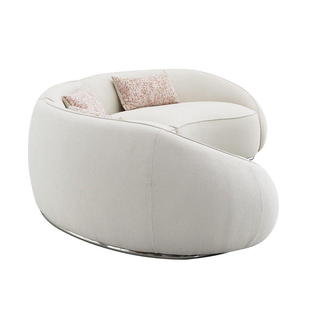 Sahara Curved Boucle Sectional & Round Ottoman