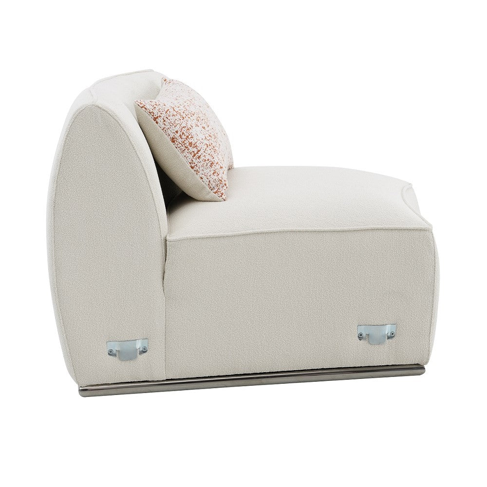 Sahara Curved Boucle Sectional & Round Ottoman