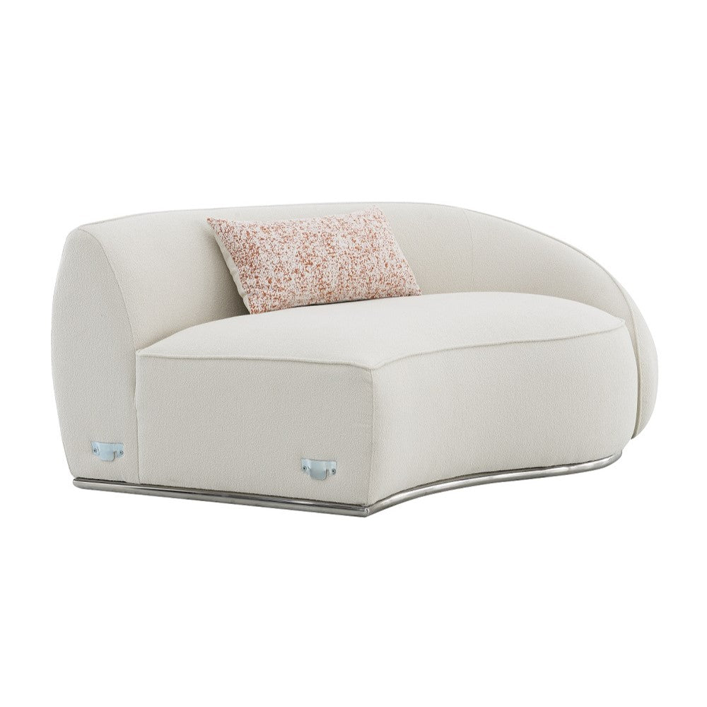 Sahara Curved Boucle Sectional & Round Ottoman