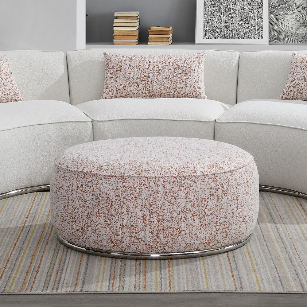 Sahara Curved Boucle Sectional & Round Ottoman