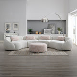 Sahara Curved Boucle Sectional & Round Ottoman