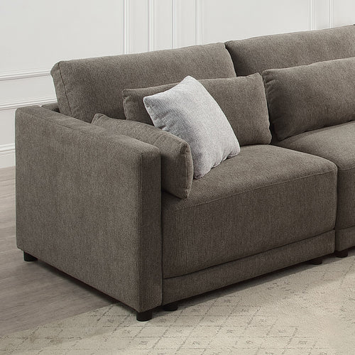 Rylie Modular Sofa Pieces - Pocket Coil Seats & Accent Pillows in Brown Linen