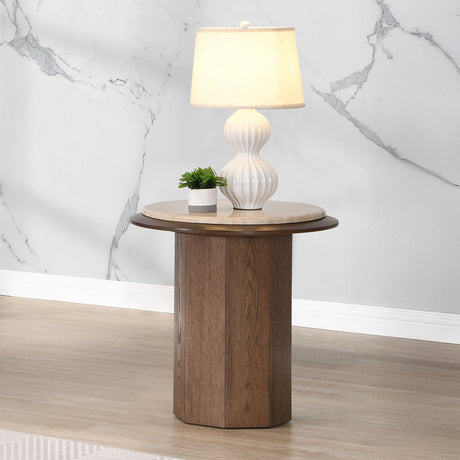 Kasha Travertine Top Coffee & End Table