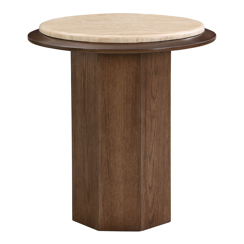 Kasha Travertine Top Coffee & End Table