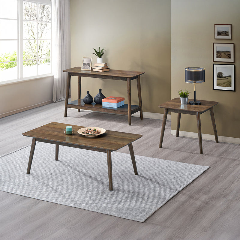 Lamonte Occasional Table Collection - Solid Rubberwood Coffee, End & Sofa Tables in Walnut
