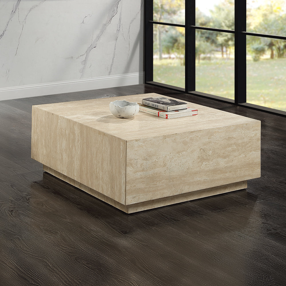 Deon Natural Travertine Coffee & End Table