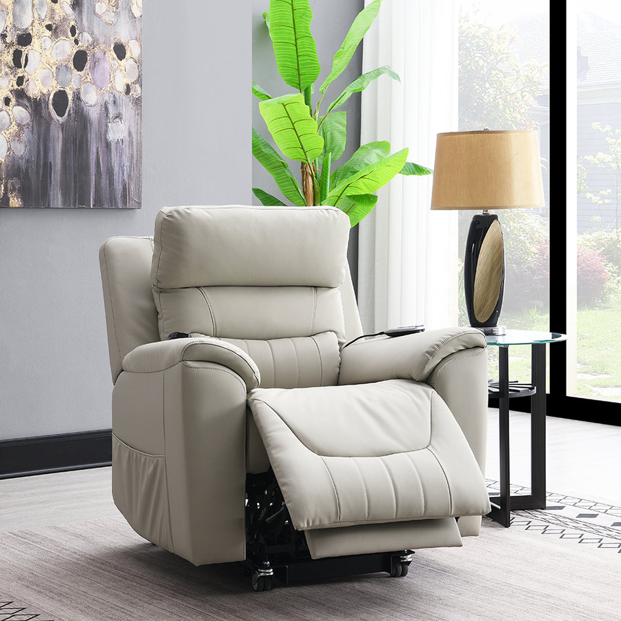 Marsha Power Lift Recliner with Massage - Zero Gravity in Light Gray Silicone Leatherette