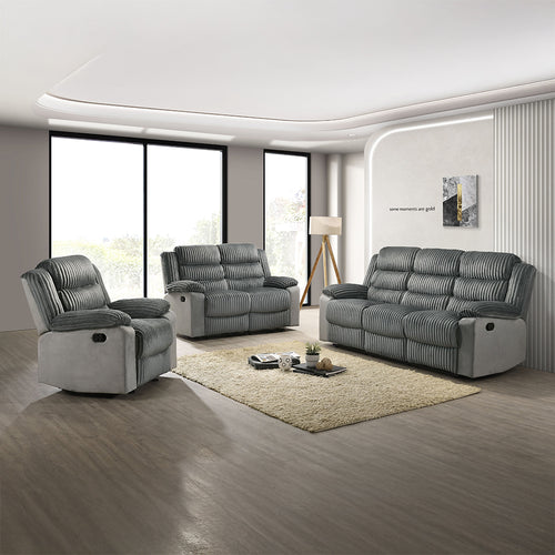 Lesley Motion Sofa - Pocket Coil Seats & Pillow Top Arms in Gray Corduroy & Velvet