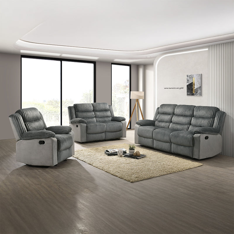 Lesley Motion Sofa - Pocket Coil Seats & Pillow Top Arms in Gray Corduroy & Velvet