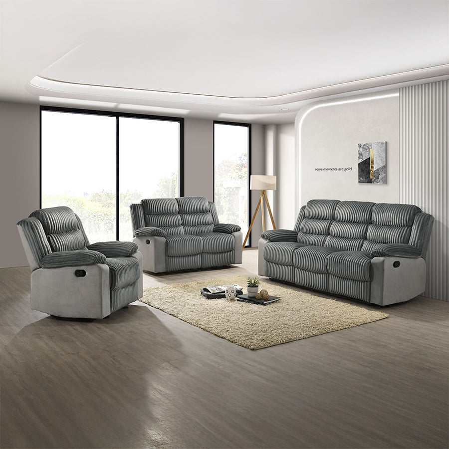Lesley Motion Sofa - Pocket Coil Seats & Pillow Top Arms in Gray Corduroy & Velvet