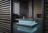 Overhead view of the smooth functional surface of the FOAK Lumina coffee table
